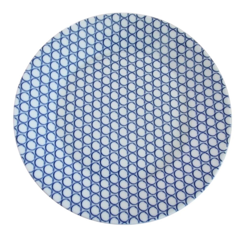 Royal Doulton Pacific All Over Circles Salad Plate Blue White Porcelain EUC